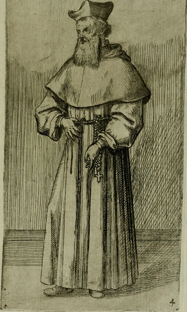 An illustration from De gli habiti delle religioni con le armi e breue descrittion loro, libro primo[-terza], 1626, leaf 22
