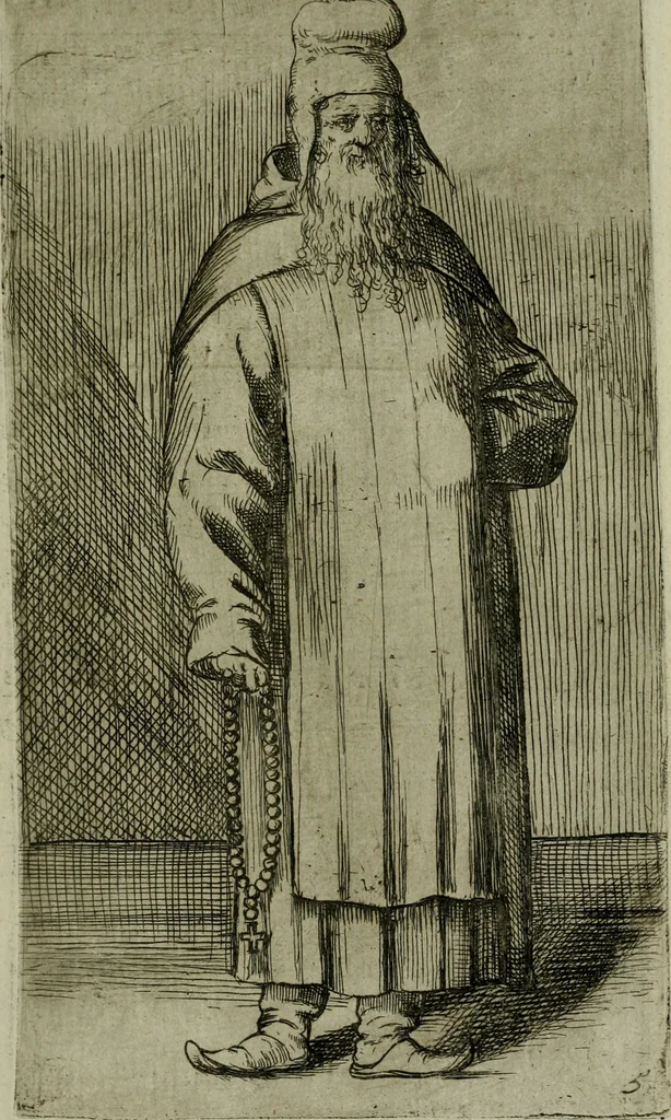 An illustration from De gli habiti delle religioni con le armi e breue descrittion loro, libro primo[-terza], 1626, leaf 24