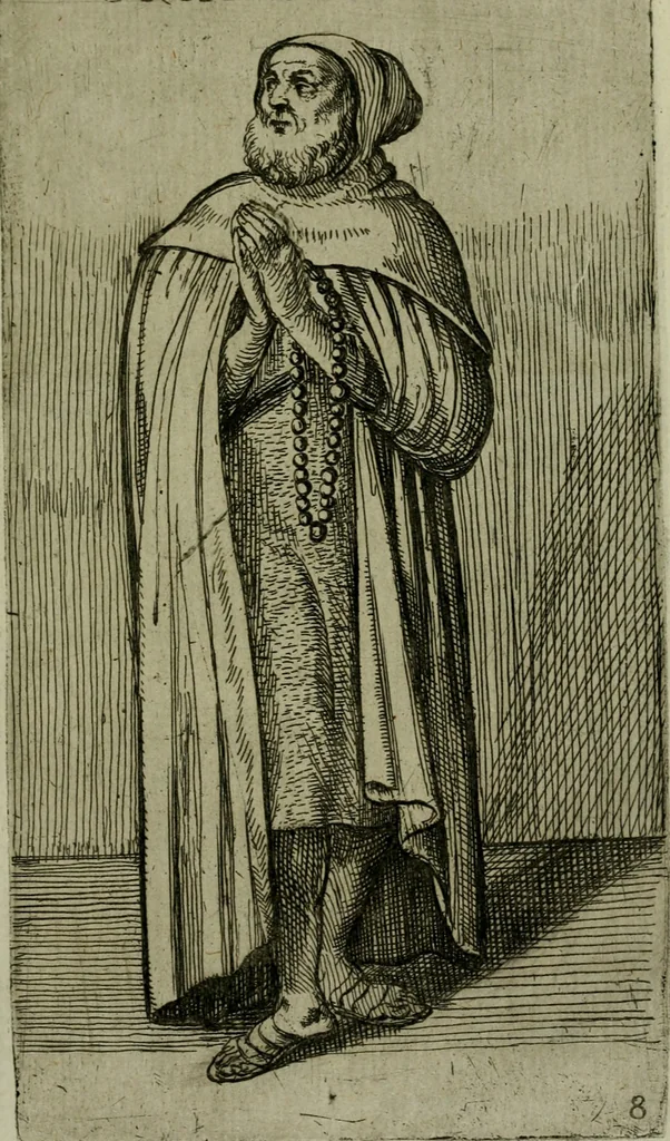 An illustration from De gli habiti delle religioni con le armi e breue descrittion loro, libro primo[-terza], 1626, leaf 30