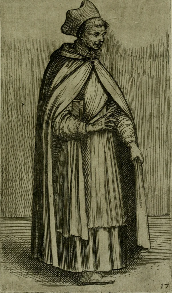An illustration from De gli habiti delle religioni con le armi e breue descrittion loro, libro primo[-terza], 1626, leaf 48