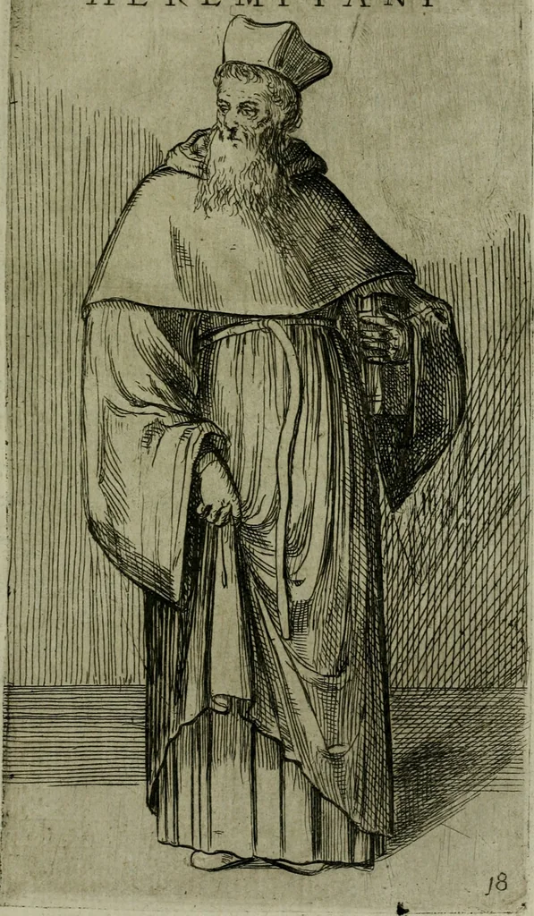 An illustration from De gli habiti delle religioni con le armi e breue descrittion loro, libro primo[-terza], 1626, leaf 50