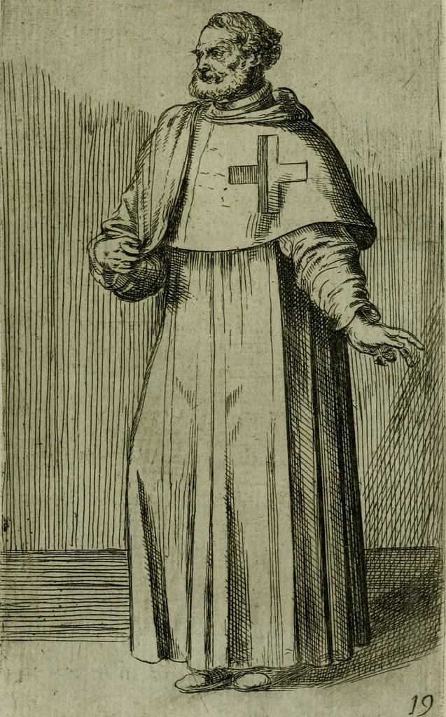An illustration from De gli habiti delle religioni con le armi e breue descrittion loro, libro primo[-terza], 1626, leaf 52