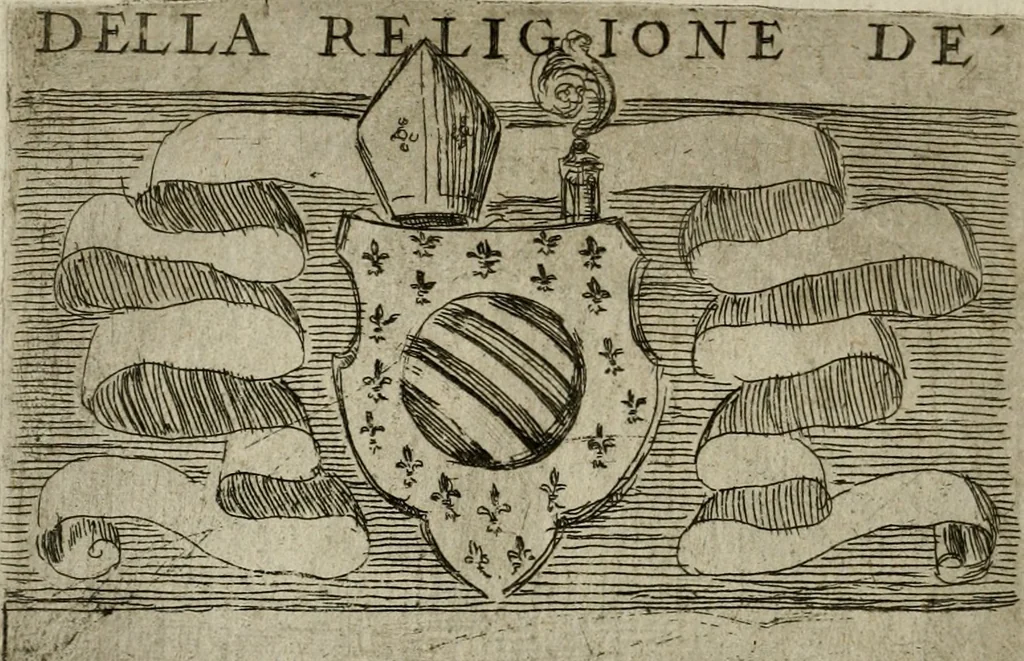 An illustration from De gli habiti delle religioni con le armi e breue descrittion loro, libro primo[-terza], 1626, leaf 55