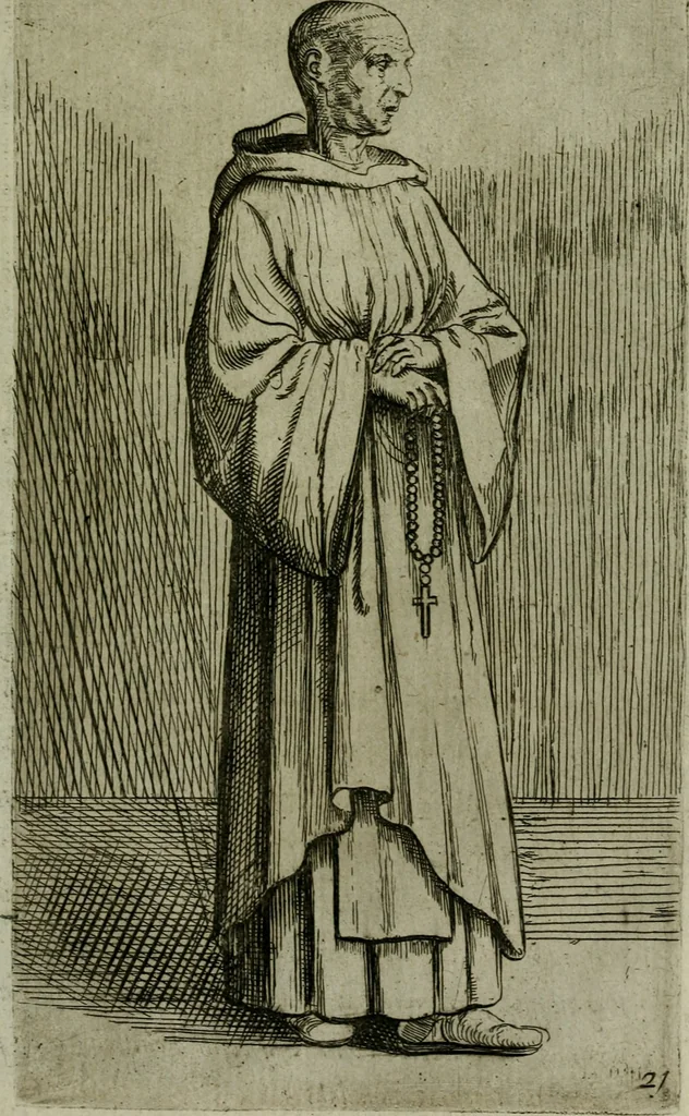 An illustration from De gli habiti delle religioni con le armi e breue descrittion loro, libro primo[-terza], 1626, leaf 56