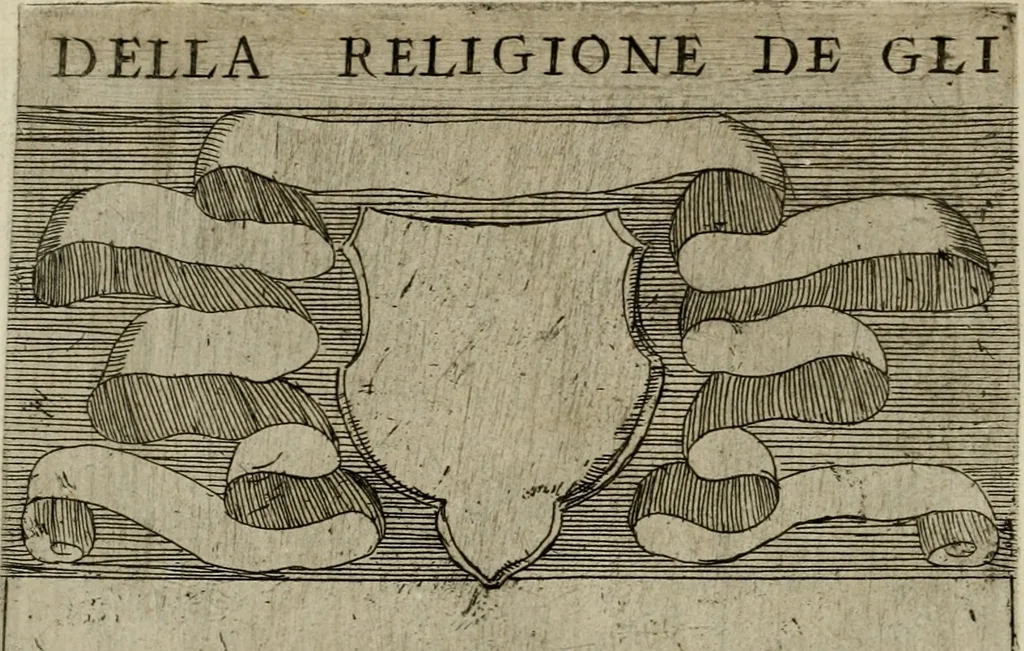 An illustration from De gli habiti delle religioni con le armi e breue descrittion loro, libro primo[-terza], 1626, leaf 57