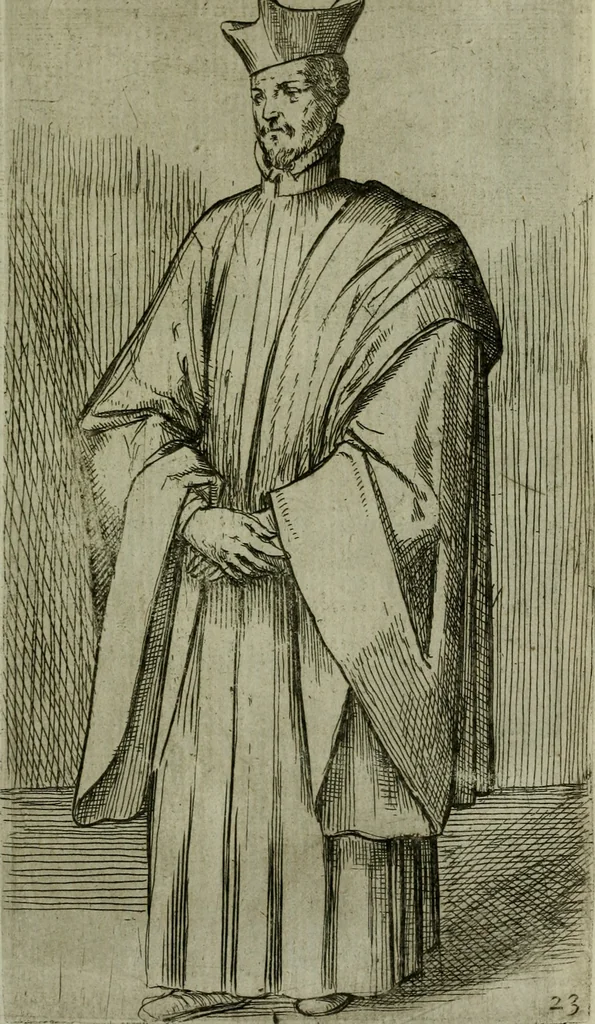 An illustration from De gli habiti delle religioni con le armi e breue descrittion loro, libro primo[-terza], 1626, leaf 60