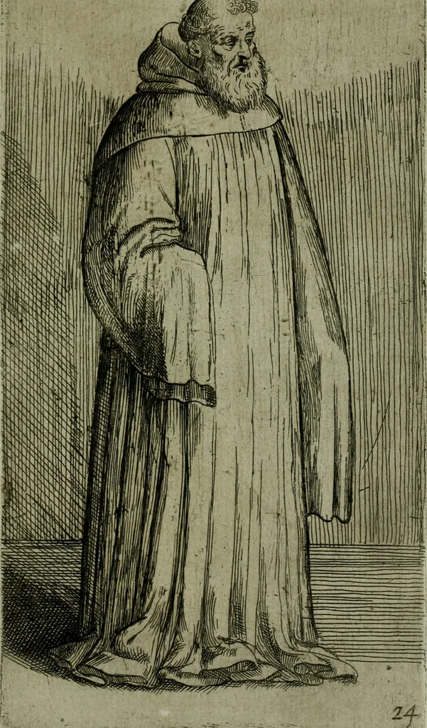 An illustration from De gli habiti delle religioni con le armi e breue descrittion loro, libro primo[-terza], 1626, leaf 62