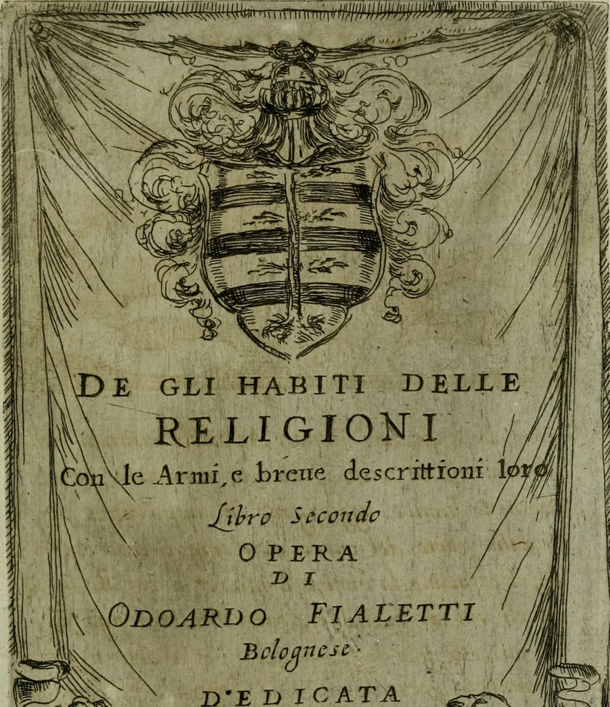 An illustration from De gli habiti delle religioni con le armi e breue descrittion loro, libro primo[-terza], 1626, leaf 70