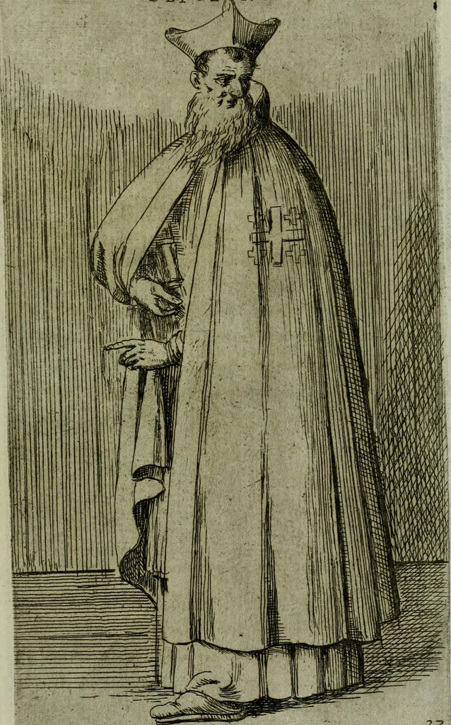 An illustration from De gli habiti delle religioni con le armi e breue descrittion loro, libro primo[-terza], 1626, leaf 72