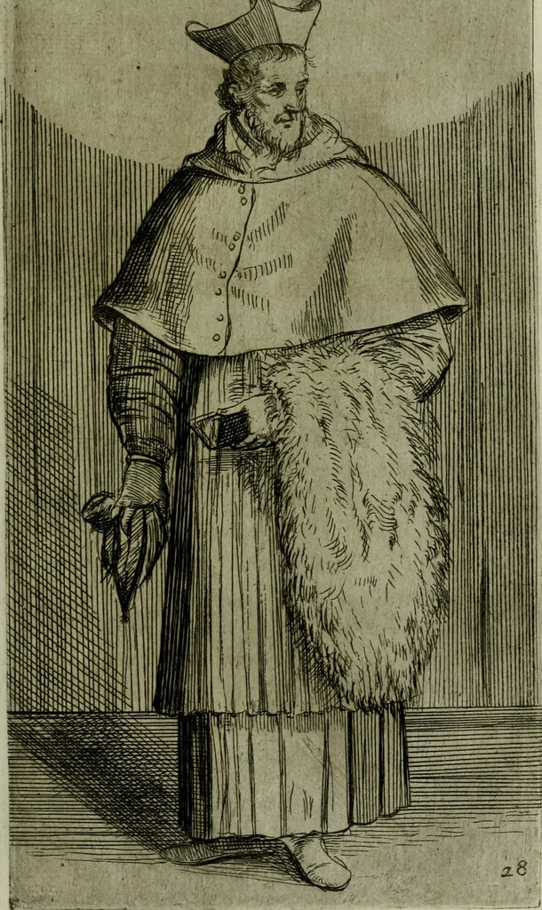 An illustration from De gli habiti delle religioni con le armi e breue descrittion loro, libro primo[-terza], 1626, leaf 74