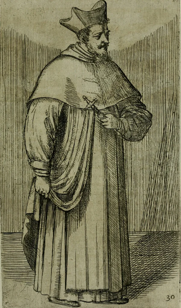 An illustration from De gli habiti delle religioni con le armi e breue descrittion loro, libro primo[-terza], 1626, leaf 78