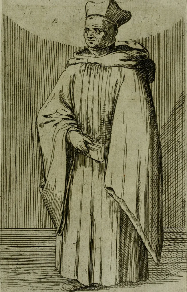 An illustration from De gli habiti delle religioni con le armi e breue descrittion loro, libro primo[-terza], 1626, leaf 80