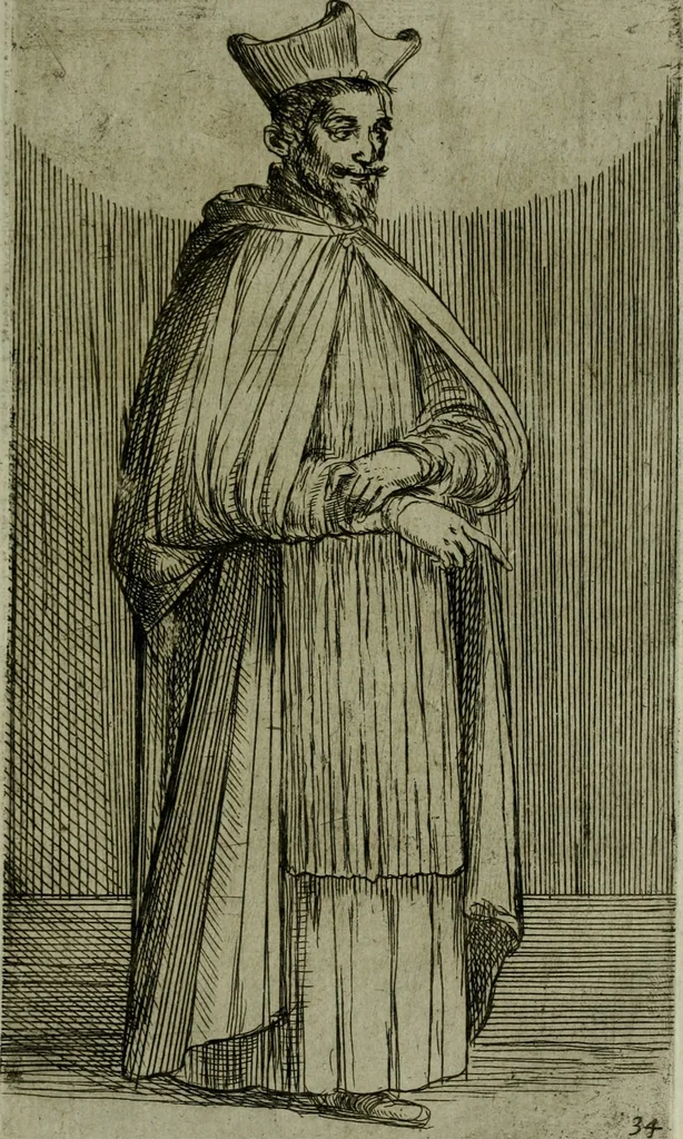 An illustration from De gli habiti delle religioni con le armi e breue descrittion loro, libro primo[-terza], 1626, leaf 86