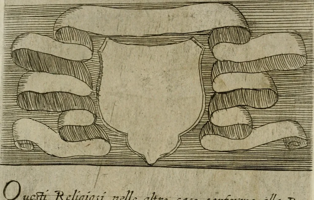 An illustration from De gli habiti delle religioni con le armi e breue descrittion loro, libro primo[-terza], 1626, leaf 89