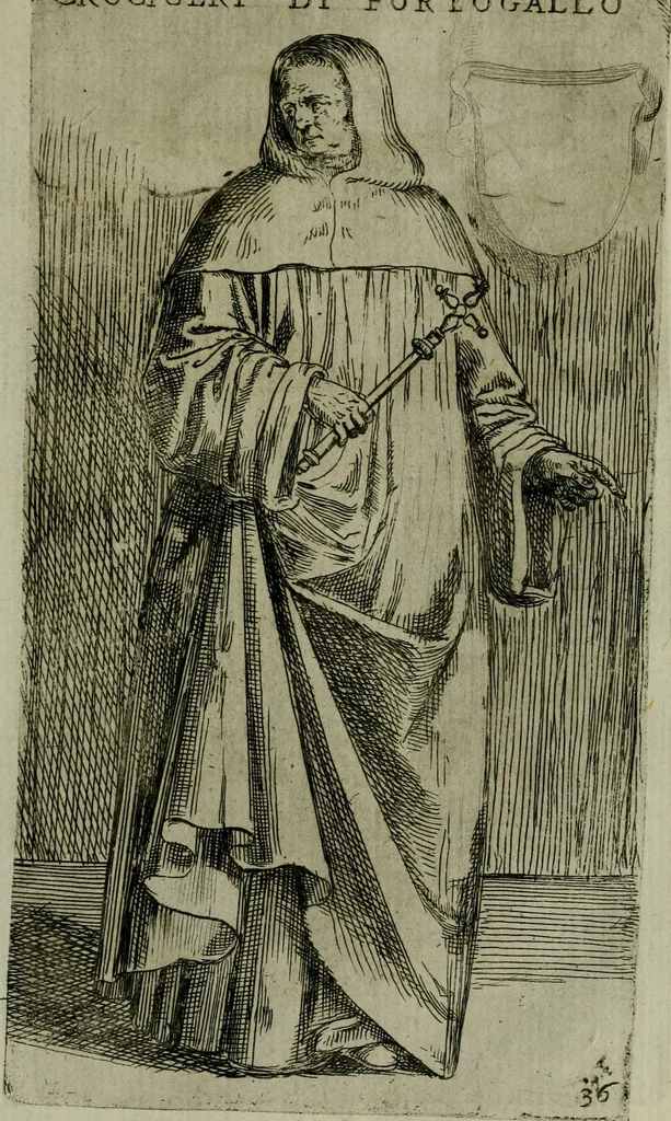 An illustration from De gli habiti delle religioni con le armi e breue descrittion loro, libro primo[-terza], 1626, leaf 90