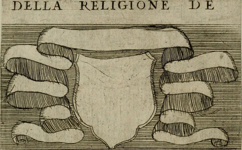 An illustration from De gli habiti delle religioni con le armi e breue descrittion loro, libro primo[-terza], 1626, leaf 91