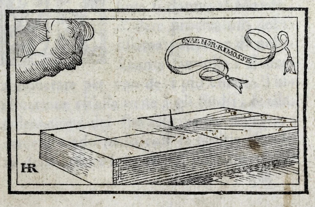 An illustration from De gli horologi solari nelle superficie piane, 1614, leaf 5