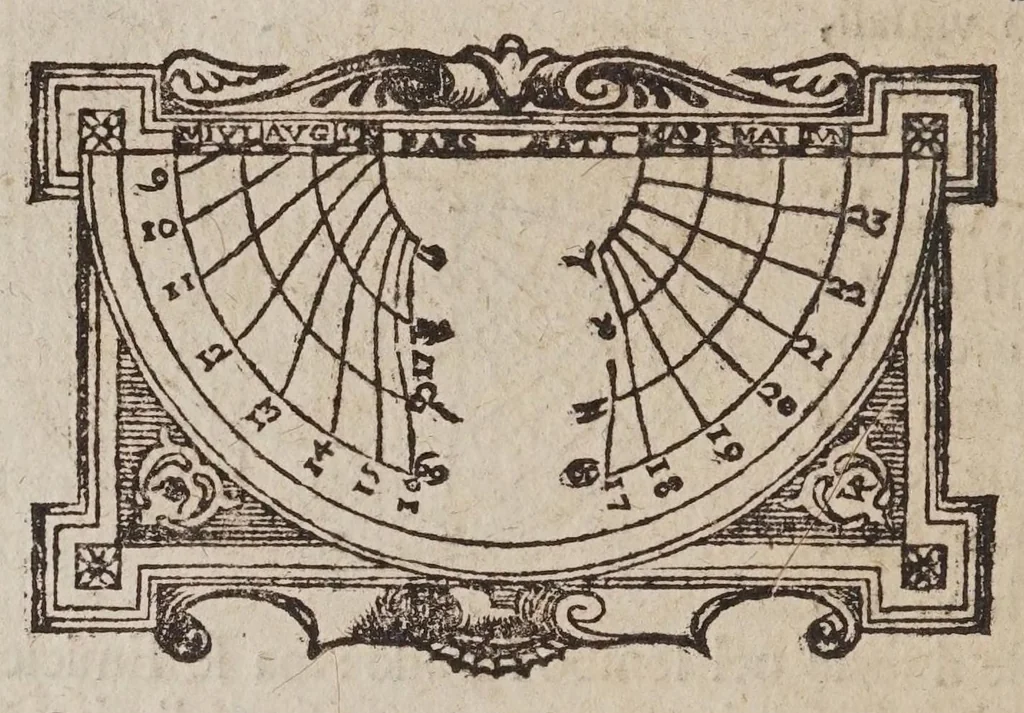 An illustration from De gli horologi solari, 1638, leaf 216