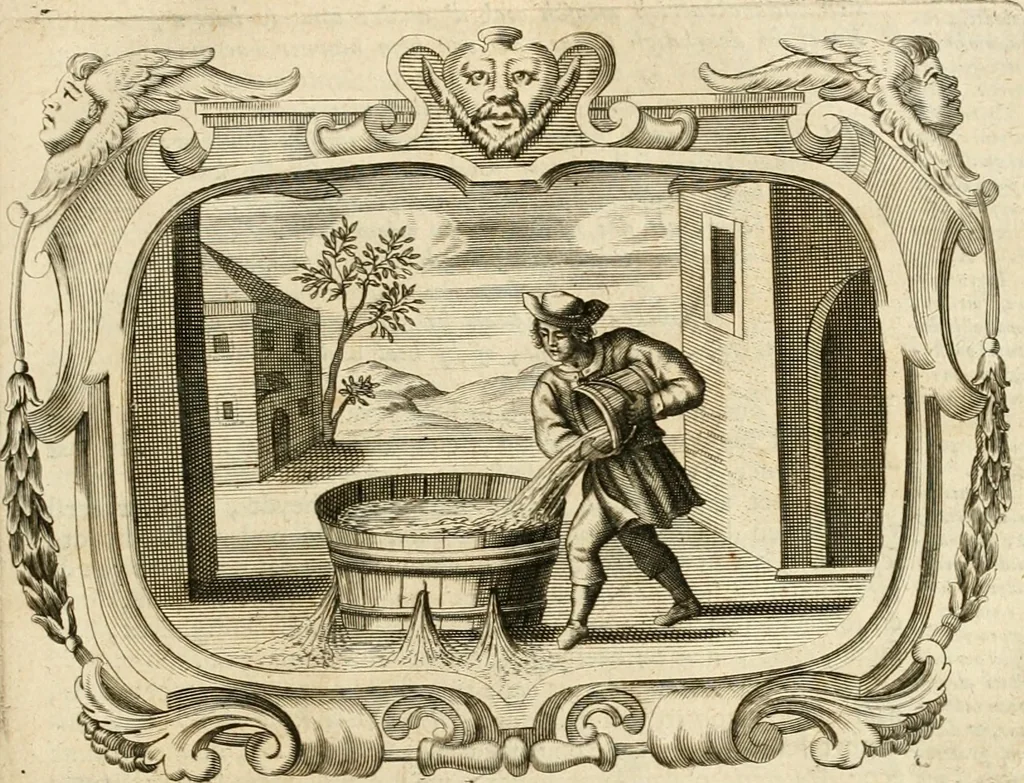 An illustration from De goddelycke voorsienigheydt uytgebeeldt in Joseph onder-coninck van Egypten : verciert met sinne-beelden ende sede-leeringen, 1710, leaf 176