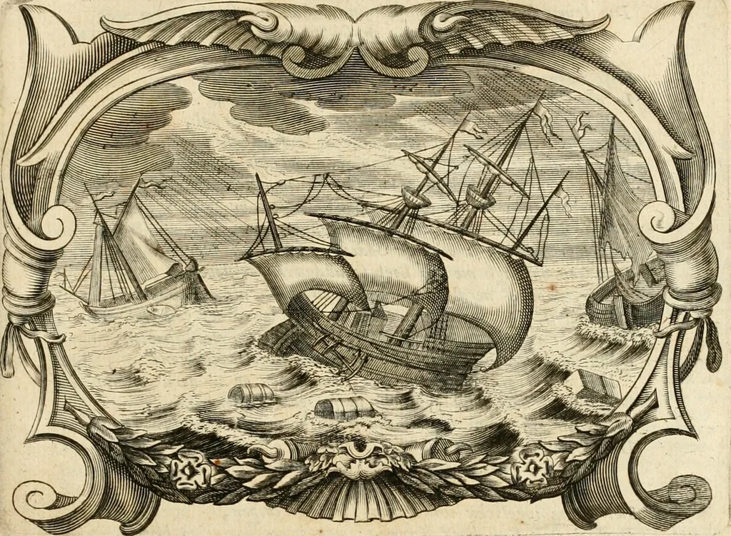 An illustration from De goddelycke voorsienigheydt uytgebeeldt in Joseph onder-coninck van Egypten : verciert met sinne-beelden ende sede-leeringen, 1710, leaf 242