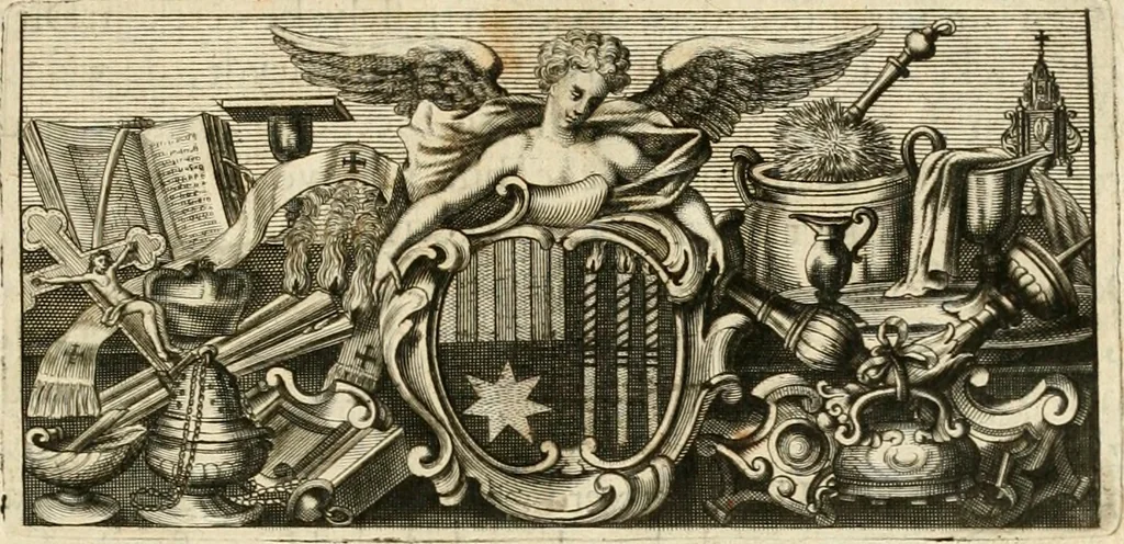 An illustration from De goddelycke voorsienigheydt uytgebeeldt in Joseph onder-coninck van Egypten : verciert met sinne-beelden ende sede-leeringen, 1710, leaf 8