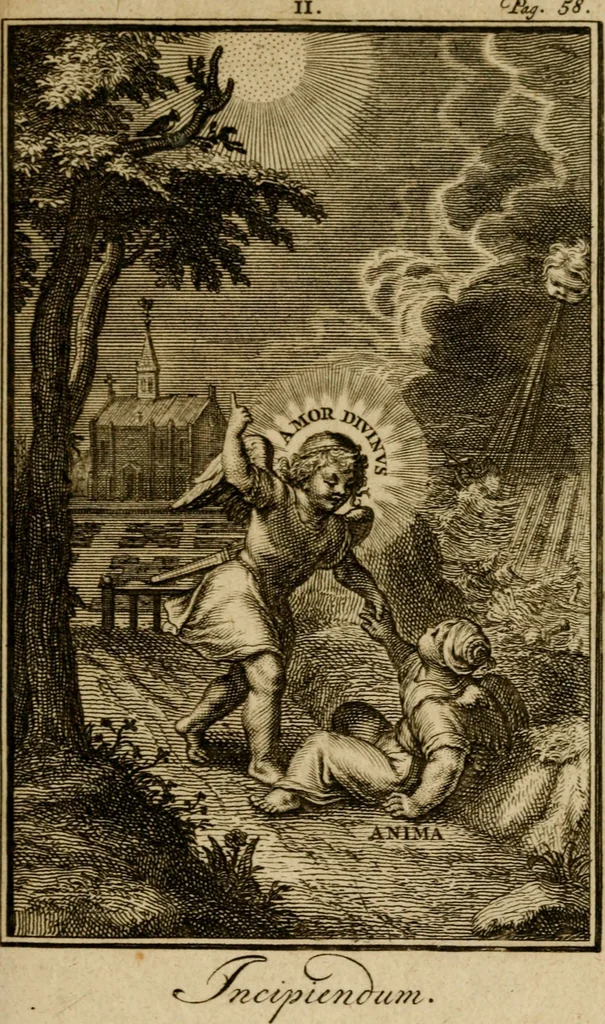 An illustration from De godlievende ziel vertoont in zinnebeelden, 1737, leaf 174