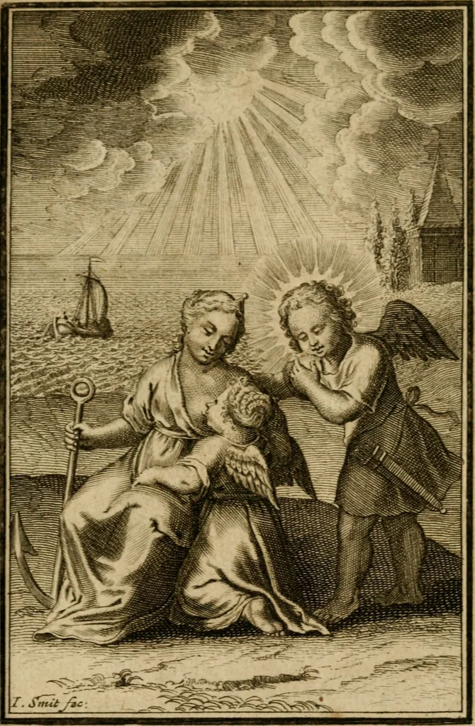 An illustration from De godlievende ziel vertoont in zinnebeelden, 1737, leaf 258