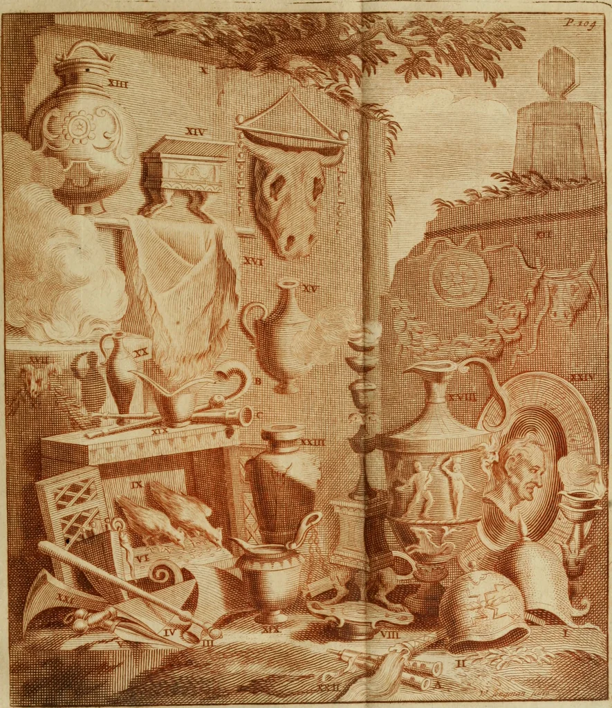 An illustration from De groote schouburgh der Nederlantsche konstschilders en schilderessen : waar van 'er vele met hunne beeltenissen ten tooneel een verschynen, en hun levensgedrag en konstwerken beschreven worden : zynde een vervolg op Het Schilderboek van K. v. Mander, 1718, leaf 140