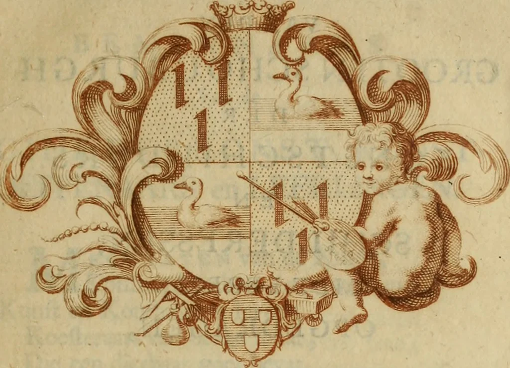 An illustration from De groote schouburgh der Nederlantsche konstschilders en schilderessen : waar van 'er vele met hunne beeltenissen ten tooneel een verschynen, en hun levensgedrag en konstwerken beschreven worden : zynde een vervolg op Het Schilderboek van K. v. Mander, 1718, leaf 16