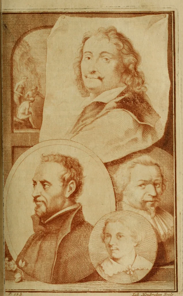 An illustration from De groote schouburgh der Nederlantsche konstschilders en schilderessen : waar van 'er vele met hunne beeltenissen ten tooneel een verschynen, en hun levensgedrag en konstwerken beschreven worden : zynde een vervolg op Het Schilderboek van K. v. Mander, 1718, leaf 166