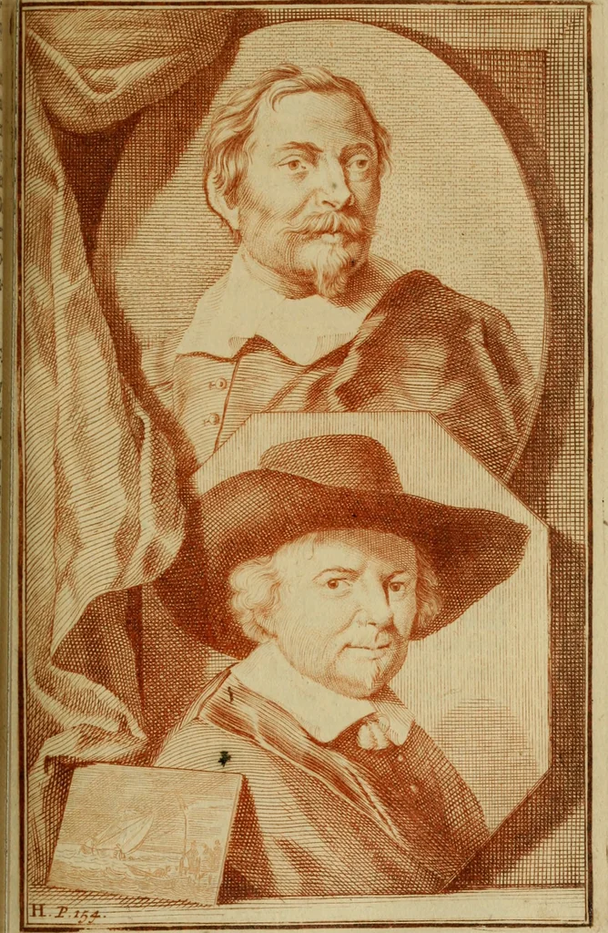 An illustration from De groote schouburgh der Nederlantsche konstschilders en schilderessen : waar van 'er vele met hunne beeltenissen ten tooneel een verschynen, en hun levensgedrag en konstwerken beschreven worden : zynde een vervolg op Het Schilderboek van K. v. Mander, 1718, leaf 194