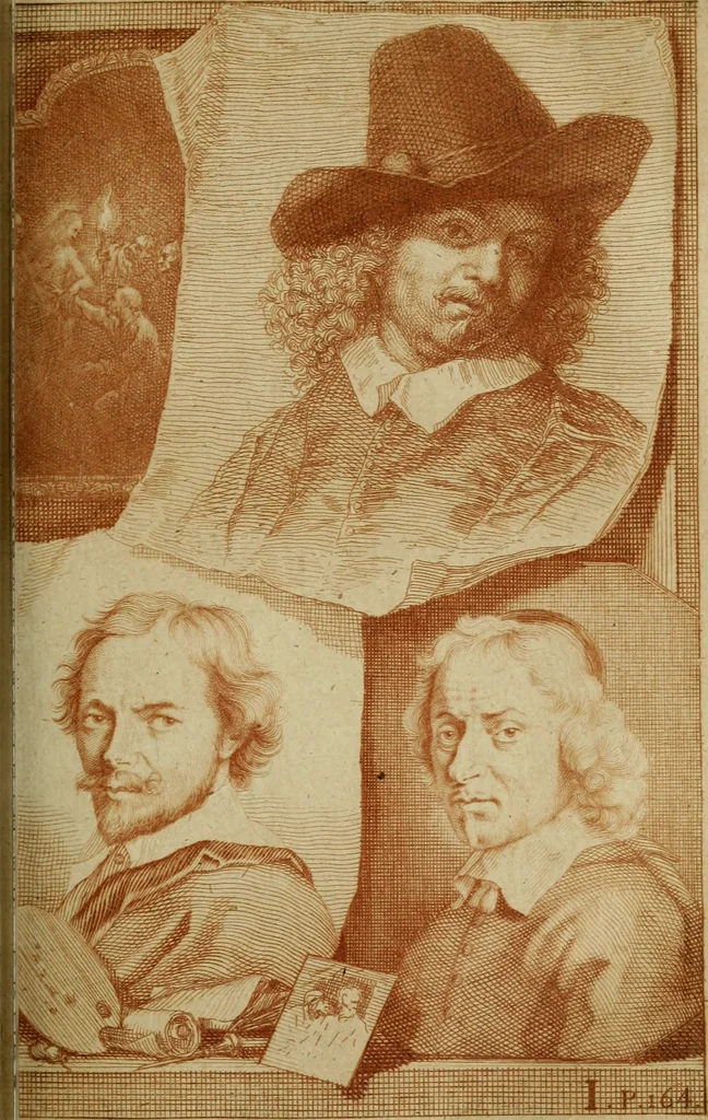 An illustration from De groote schouburgh der Nederlantsche konstschilders en schilderessen : waar van 'er vele met hunne beeltenissen ten tooneel een verschynen, en hun levensgedrag en konstwerken beschreven worden : zynde een vervolg op Het Schilderboek van K. v. Mander, 1718, leaf 206