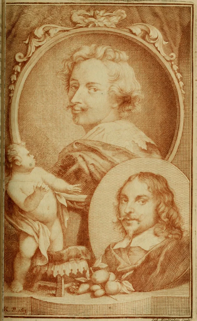 An illustration from De groote schouburgh der Nederlantsche konstschilders en schilderessen : waar van 'er vele met hunne beeltenissen ten tooneel een verschynen, en hun levensgedrag en konstwerken beschreven worden : zynde een vervolg op Het Schilderboek van K. v. Mander, 1718, leaf 226