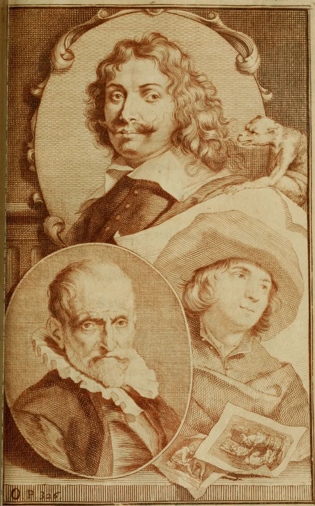 An illustration from De groote schouburgh der Nederlantsche konstschilders en schilderessen : waar van 'er vele met hunne beeltenissen ten tooneel een verschynen, en hun levensgedrag en konstwerken beschreven worden : zynde een vervolg op Het Schilderboek van K. v. Mander, 1718, leaf 380