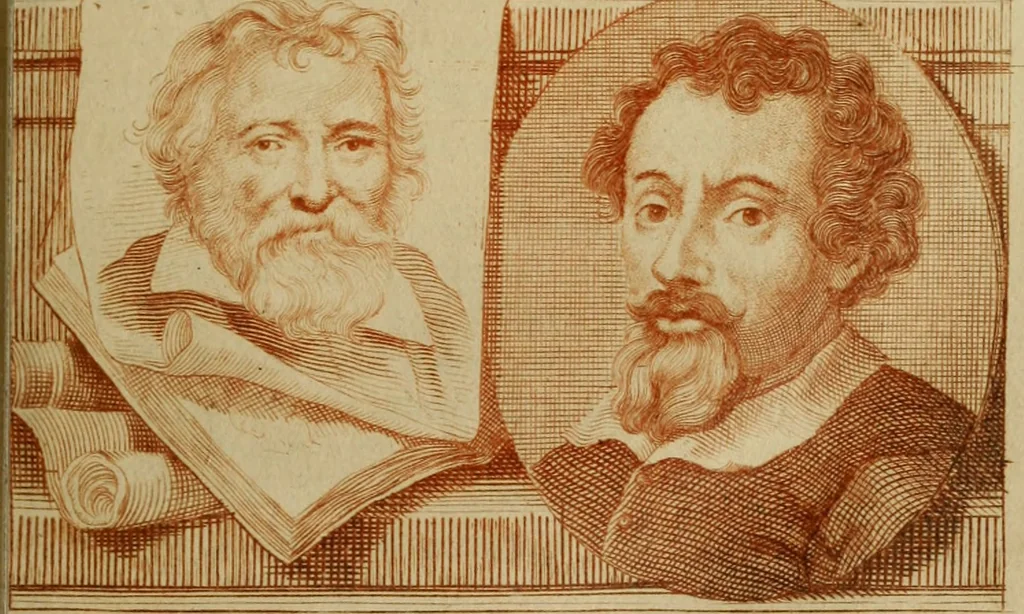 An illustration from De groote schouburgh der Nederlantsche konstschilders en schilderessen : waar van 'er vele met hunne beeltenissen ten tooneel een verschynen, en hun levensgedrag en konstwerken beschreven worden : zynde een vervolg op Het Schilderboek van K. v. Mander, 1718, leaf 72