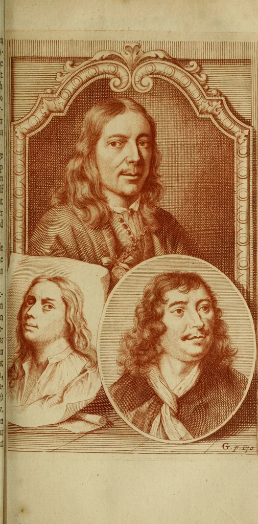 An illustration from De groote schouburgh der Nederlantsche konstschilders en schilderessen : waar van 'er vele met hunne beeltenissen ten tooneel een verschynen, en hun levensgedrag en konstwerken beschreven worden : zynde een vervolg op Het Schilderboek van K. v. Mander, 1718, leaf 196