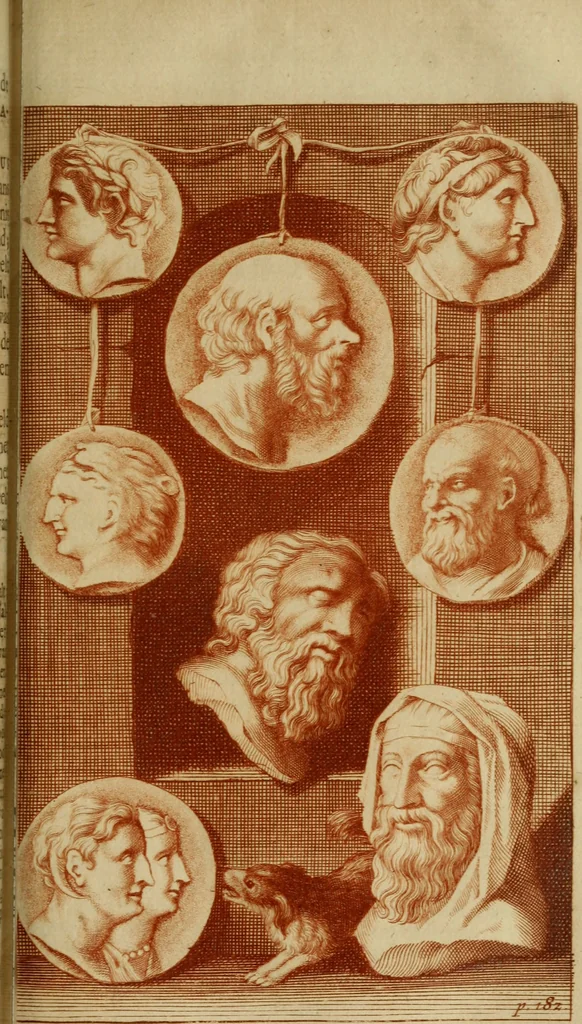 An illustration from De groote schouburgh der Nederlantsche konstschilders en schilderessen : waar van 'er vele met hunne beeltenissen ten tooneel een verschynen, en hun levensgedrag en konstwerken beschreven worden : zynde een vervolg op Het Schilderboek van K. v. Mander, 1718, leaf 212