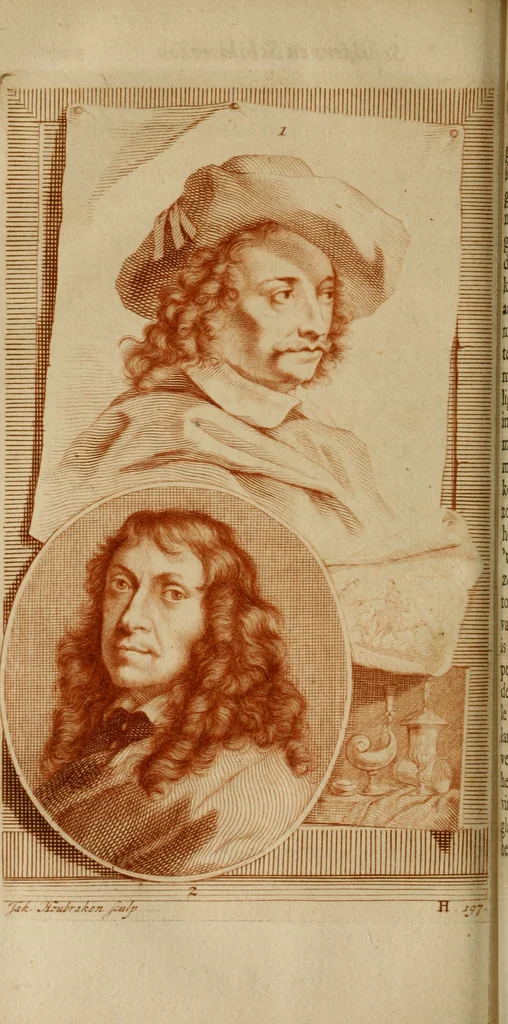 An illustration from De groote schouburgh der Nederlantsche konstschilders en schilderessen : waar van 'er vele met hunne beeltenissen ten tooneel een verschynen, en hun levensgedrag en konstwerken beschreven worden : zynde een vervolg op Het Schilderboek van K. v. Mander, 1718, leaf 229