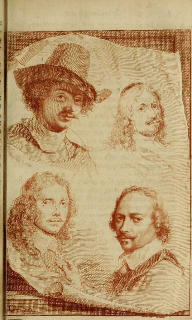 An illustration from De groote schouburgh der Nederlantsche konstschilders en schilderessen : waar van 'er vele met hunne beeltenissen ten tooneel een verschynen, en hun levensgedrag en konstwerken beschreven worden : zynde een vervolg op Het Schilderboek van K. v. Mander, 1718, leaf 96