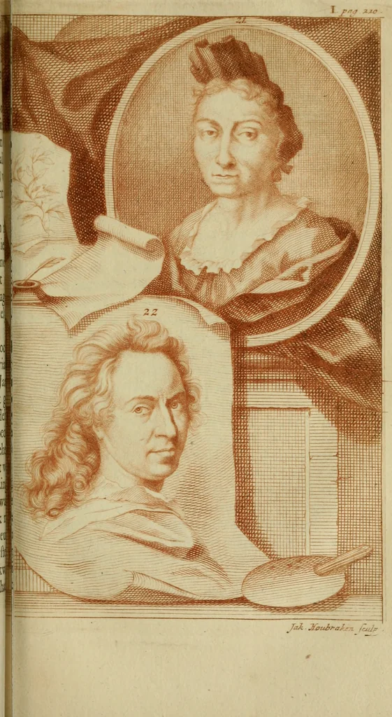 An illustration from De groote schouburgh der Nederlantsche konstschilders en schilderessen : waar van 'er vele met hunne beeltenissen ten tooneel een verschynen, en hun levensgedrag en konstwerken beschreven worden : zynde een vervolg op Het Schilderboek van K. v. Mander, 1718, leaf 248
