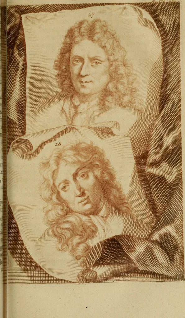 An illustration from De groote schouburgh der Nederlantsche konstschilders en schilderessen : waar van 'er vele met hunne beeltenissen ten tooneel een verschynen, en hun levensgedrag en konstwerken beschreven worden : zynde een vervolg op Het Schilderboek van K. v. Mander, 1718, leaf 316