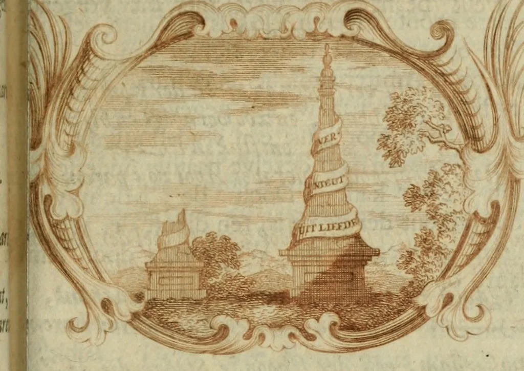An illustration from De groote schouburgh der Nederlantsche konstschilders en schilderessen : waar van 'er vele met hunne beeltenissen ten tooneel een verschynen, en hun levensgedrag en konstwerken beschreven worden : zynde een vervolg op Het Schilderboek van K. v. Mander, 1718, leaf 370