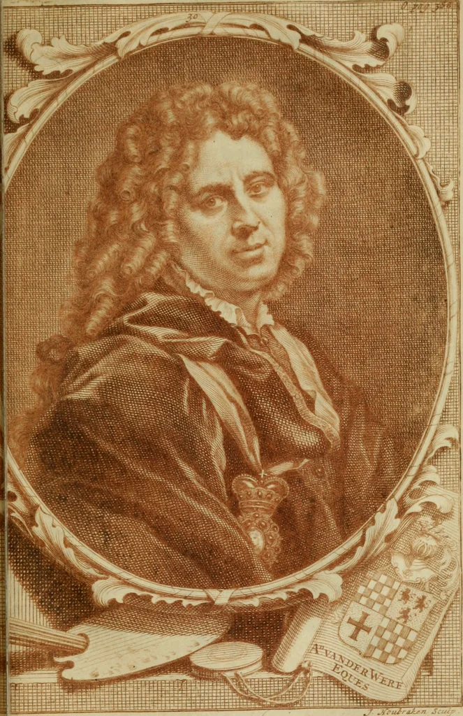 An illustration from De groote schouburgh der Nederlantsche konstschilders en schilderessen : waar van 'er vele met hunne beeltenissen ten tooneel een verschynen, en hun levensgedrag en konstwerken beschreven worden : zynde een vervolg op Het Schilderboek van K. v. Mander, 1718, leaf 426