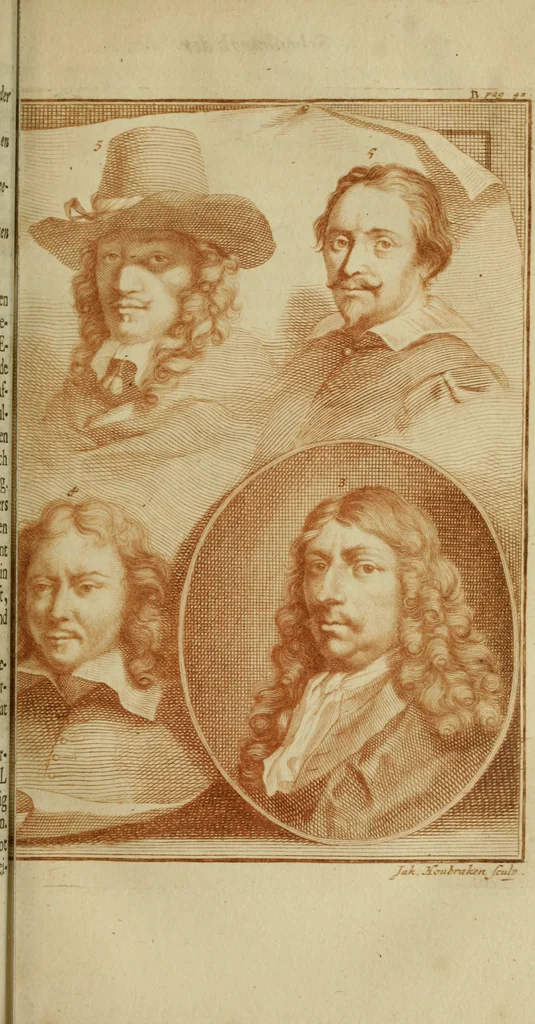 An illustration from De groote schouburgh der Nederlantsche konstschilders en schilderessen : waar van 'er vele met hunne beeltenissen ten tooneel een verschynen, en hun levensgedrag en konstwerken beschreven worden : zynde een vervolg op Het Schilderboek van K. v. Mander, 1718, leaf 54
