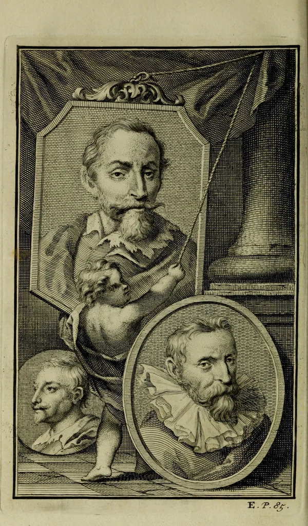 An illustration from De groote schouburgh der Nederlantsche konstschilders en schilderessen : waar van 'er veele met hunne beeltenissen ten tooneel verschynen, en hun levensgedrag en konstwerken beschreven worden : zynde een vervolg op het Schilderboek van K. v. Mander ..., 1753, leaf 109