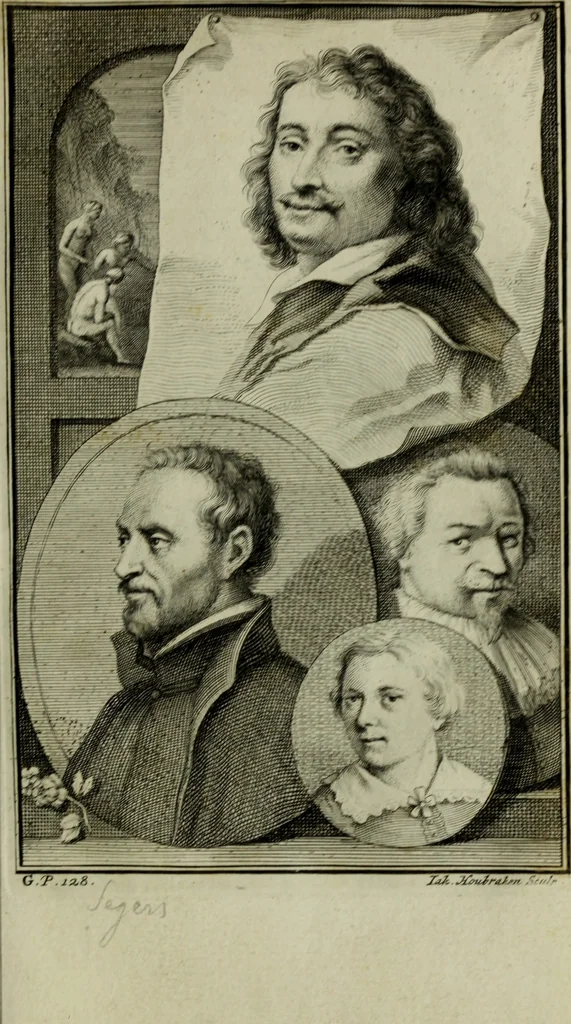 An illustration from De groote schouburgh der Nederlantsche konstschilders en schilderessen : waar van 'er veele met hunne beeltenissen ten tooneel verschynen, en hun levensgedrag en konstwerken beschreven worden : zynde een vervolg op het Schilderboek van K. v. Mander ..., 1753, leaf 156