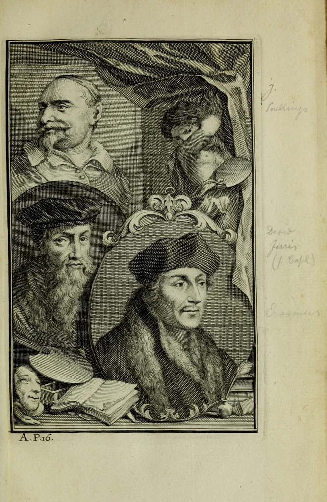 An illustration from De groote schouburgh der Nederlantsche konstschilders en schilderessen : waar van 'er veele met hunne beeltenissen ten tooneel verschynen, en hun levensgedrag en konstwerken beschreven worden : zynde een vervolg op het Schilderboek van K. v. Mander ..., 1753, leaf 32