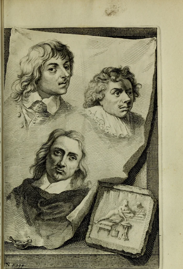 An illustration from De groote schouburgh der Nederlantsche konstschilders en schilderessen : waar van 'er veele met hunne beeltenissen ten tooneel verschynen, en hun levensgedrag en konstwerken beschreven worden : zynde een vervolg op het Schilderboek van K. v. Mander ..., 1753, leaf 338