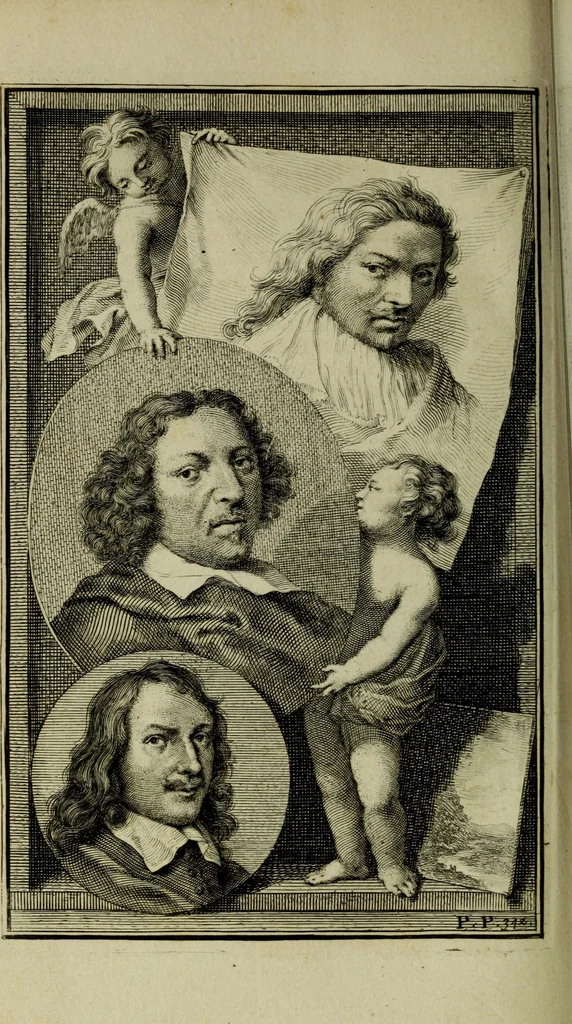 An illustration from De groote schouburgh der Nederlantsche konstschilders en schilderessen : waar van 'er veele met hunne beeltenissen ten tooneel verschynen, en hun levensgedrag en konstwerken beschreven worden : zynde een vervolg op het Schilderboek van K. v. Mander ..., 1753, leaf 391