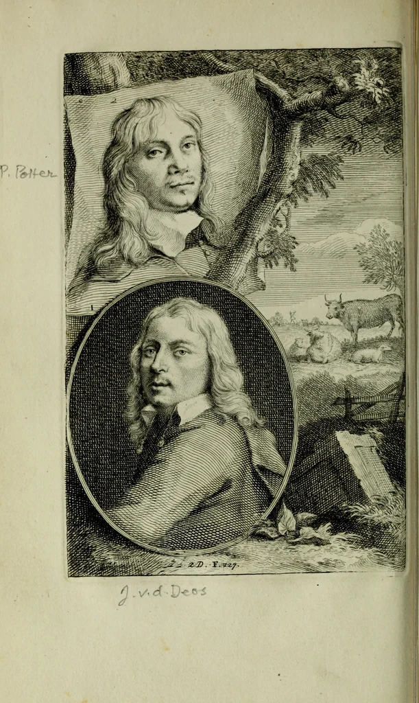 An illustration from De groote schouburgh der Nederlantsche konstschilders en schilderessen : waar van 'er veele met hunne beeltenissen ten tooneel verschynen, en hun levensgedrag en konstwerken beschreven worden : zynde een vervolg op het Schilderboek van K. v. Mander ..., 1753, leaf 143
